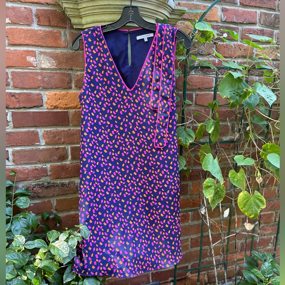NAKED ZEBRA Pink/Navy V neck Dress Size Medium